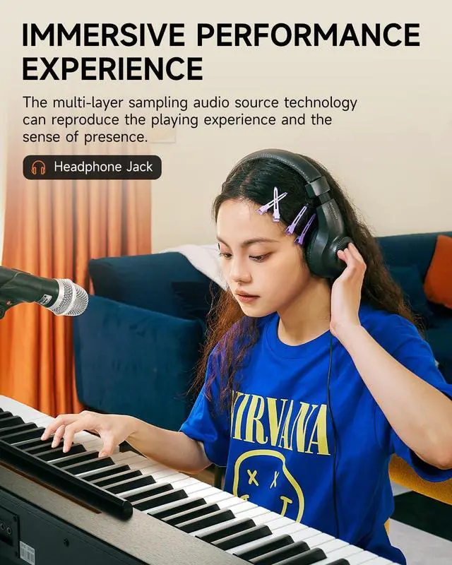 Alt view image 4 of 7 - DDP-50 Weighted Digital Piano 88 key Keyboard for Beginner, Full Size Electric Piano Keyboard with Furniture Stand and 3 Pedal Unit