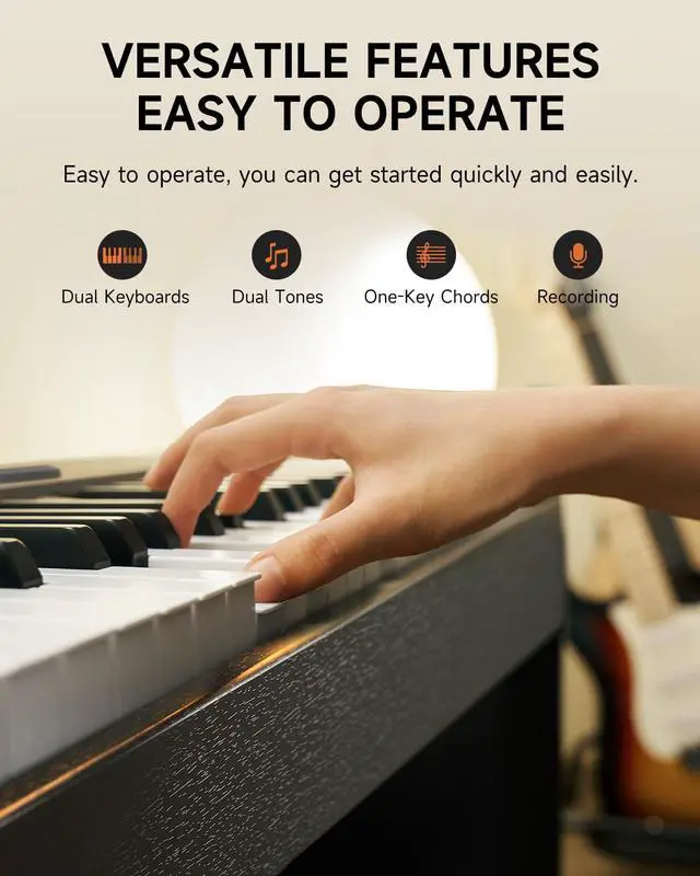 Alt view image 5 of 7 - DDP-50 Weighted Digital Piano 88 key Keyboard for Beginner, Full Size Electric Piano Keyboard with Furniture Stand and 3 Pedal Unit
