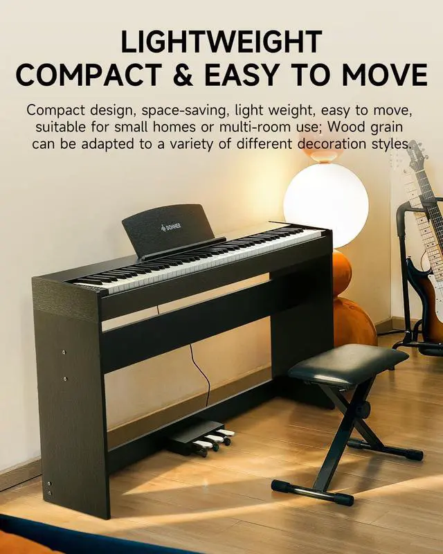 Alt view image 6 of 7 - DDP-50 Weighted Digital Piano 88 key Keyboard for Beginner, Full Size Electric Piano Keyboard with Furniture Stand and 3 Pedal Unit