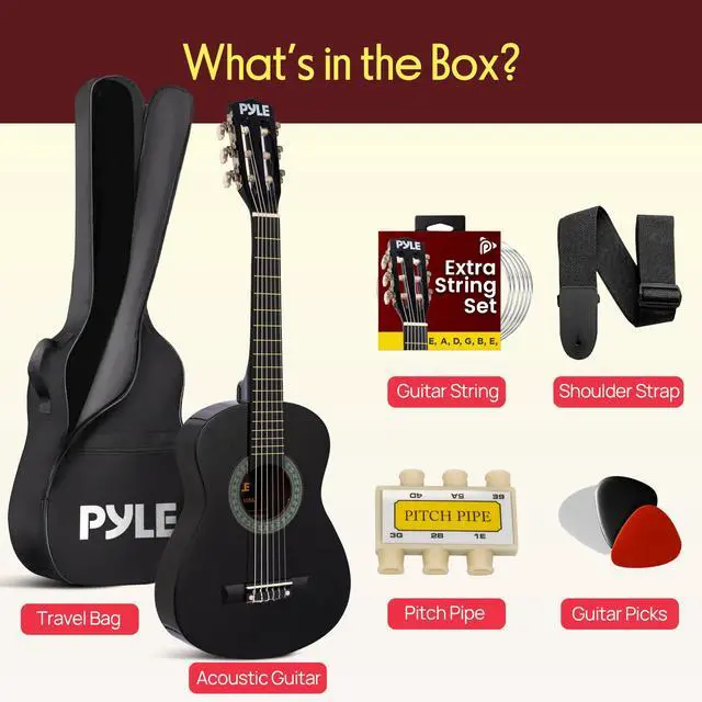 Alt view image 7 of 7 - 30-Inch Beginner Acoustic Guitar Kit, 6-String Classical Style Travel Guitar for Kids & Adults - Includes Shoulder Strap, Strings, Picks, Tuning Pitch Pipe & Storage Gig Bag, Handcrafted Wood