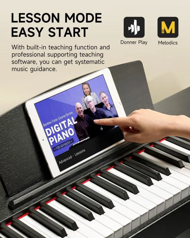 Alt view image 7 of 7 - DDP-50 Weighted Digital Piano 88 key Keyboard for Beginner, Full Size Electric Piano Keyboard with Furniture Stand and 3 Pedal Unit