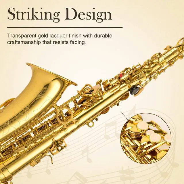 Alt view image 3 of 7 - Alto Saxophone E Flat - Beginner Friendly Gold Saxophone Full Kit for Students with Carry Case, Mouthpiece, Reeds & Accessories QSX-01