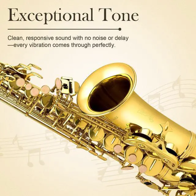 Alt view image 5 of 7 - Alto Saxophone E Flat - Beginner Friendly Gold Saxophone Full Kit for Students with Carry Case, Mouthpiece, Reeds & Accessories QSX-01
