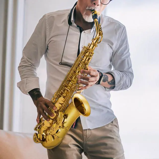 Alt view image 7 of 7 - Alto Saxophone E Flat - Beginner Friendly Gold Saxophone Full Kit for Students with Carry Case, Mouthpiece, Reeds & Accessories QSX-01