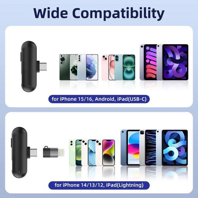Alt view image 6 of 7 - Mini Wireless Lavalier Microphone USB C for iPhone 17/16/15, Android | Ai Noise Cancelling Clip on Lapel Mic, 35 Hour Charging Case, 328Ft Transimission for Video Recording Vlog Tiktok YouTube