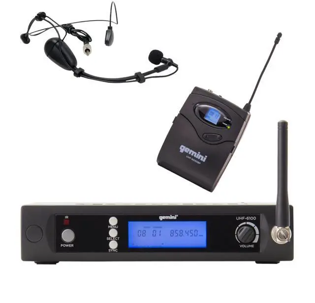 Main image of UHF Wireless Headset & Lavalier Mic System, 240 ft (UHF-6100HL) | UHF headset & lavalier mic, 512-537.5 MHz selectable - auto SYNC pairing - LCD display - balanced XLR & 1/4" outputs, 1U rack