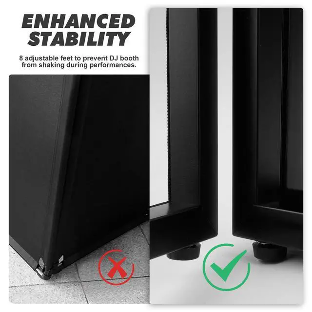 Alt view image 2 of 7 - DJ Facade Booth, DJ Stand Portable Event Cover Screen with Foldable 4 Detachable Metal Frame Light Projector Display Scrim Panel Stand with Carry Bag for Party,Show,Gathering(White and Black)