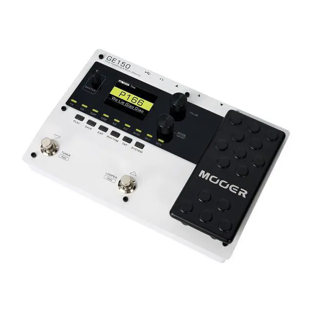 Alt view image 2 of 6 - GE150 White Guitar Multi Effects with Metal Shell Desktop Jamming Tool Floor Guitar Processor for Practice, Live Show, Studio Recording