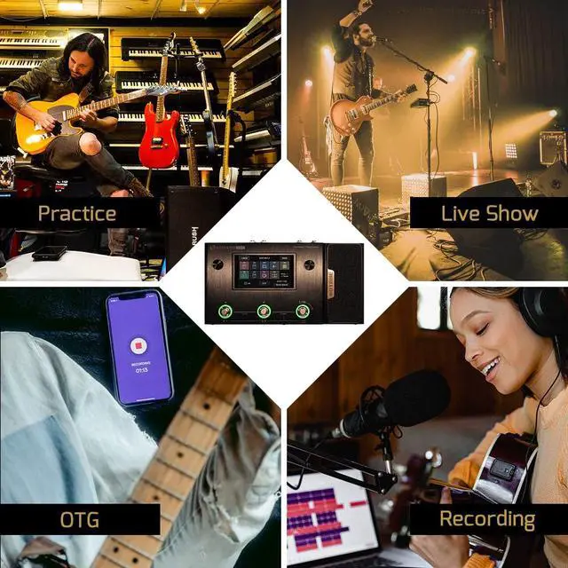 Alt view image 6 of 7 - Ampero One MP-80 Guitar Bass Amp Modeling IR Cabinets Simulation Multi Language Multi-Effects with Expression Pedal Stereo OTG USB Audio Interface