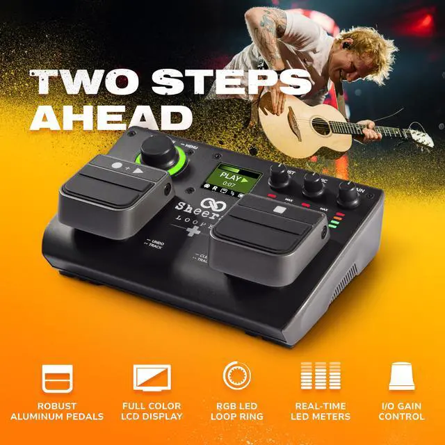 Alt view image 4 of 7 - + Dual Track Pedal for Guitar, Bass, Keyboard, Vocals and more, with 128 loops storage, 4 Looping Modes, LED Screen and Audio interface