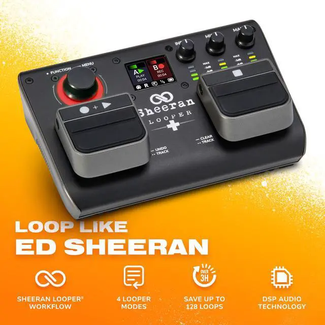 Alt view image 3 of 7 - + Dual Track Pedal for Guitar, Bass, Keyboard, Vocals and more, with 128 loops storage, 4 Looping Modes, LED Screen and Audio interface