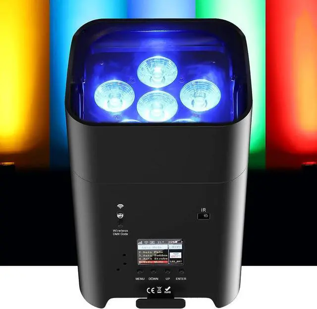 Alt view image 2 of 7 - Battery Powered Uplights Rechargeable Par Can 6x18W RGBWA+UV LED Uplight 9600 mAh APP/Remote/DMX512 Control Stage Lights Uplighting Indoor for Wedding DJ Church Christmas Dance