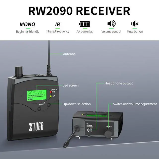Alt view image 7 of 7 - RW2090 Wireless in Ear Monitor,4 Bodypack IEM System(550-599mhz) | In Ear Monitor System,Mono IEM Monitoring with 2*100 Frequencies,230ft(70m) Operation for Stage Performance,Studio and Band