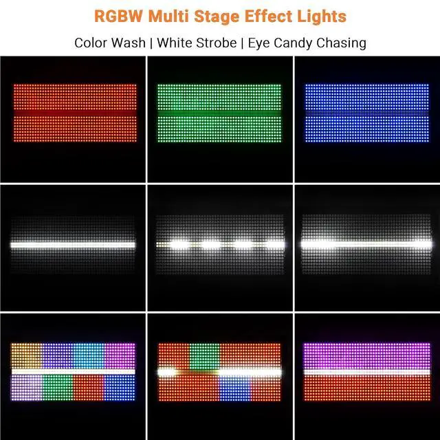 Alt view image 3 of 7 - 500W Stage Strobe Lights: 960LEDs RGBW 4IN1 - Metal Construction 135° Wide Coverage - Sound Activated Multi Modes - DMX & RDM Control - Great for Club Music Show Mobile DJ Wedding Party
