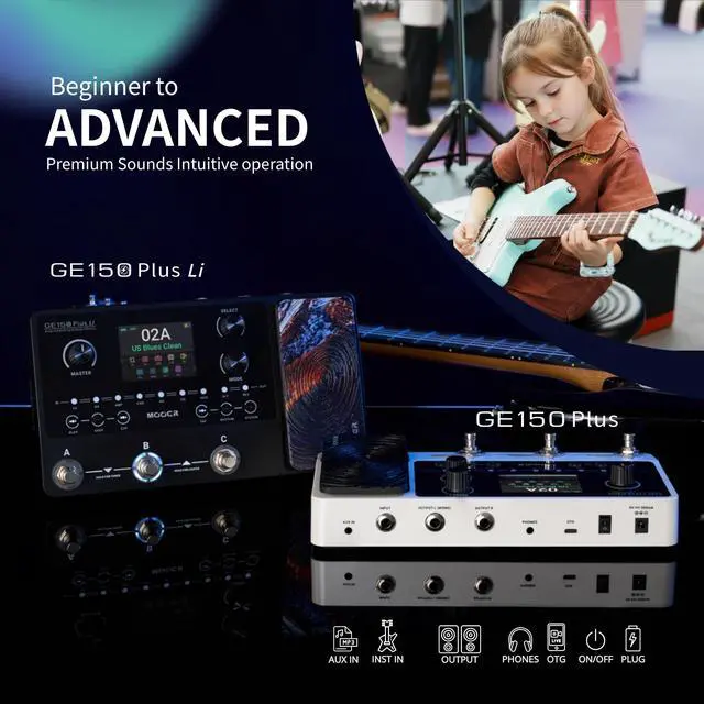 Alt view image 4 of 7 - GE150 Plus Compact Guitar Multi Effects Processor, 3rd Party IR Loader, NAM & MNRS Support, Reverb & Delay with Spill-over, 3-Footswitch, Looper & Drum Machine, Tap Tempo, Expression Pedal