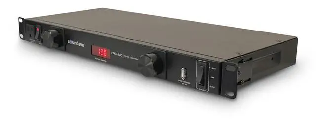 Alt view image 2 of 5 - PMX-900 Rack-mount 1U Power Conditioner/Surge Protection - Noise Filtering with 2 Front-panel Pull-out LED Lights & LED Voltage Monitor Display (No Sequencer Function)