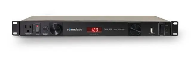 Alt view image 3 of 5 - PMX-900 Rack-mount 1U Power Conditioner/Surge Protection - Noise Filtering with 2 Front-panel Pull-out LED Lights & LED Voltage Monitor Display (No Sequencer Function)