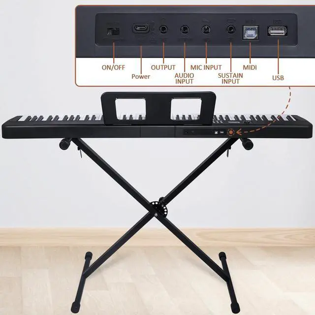 Alt view image 4 of 7 - 88 Key Piano Keyboard, Electric Digital Piano with Semi Weighted Keys, Keyboard Piano with Sustain Pedal, Power Supply, Stand, Carrying Case, Headphones, USB-MIDI Compatibility, for Beginner Adults