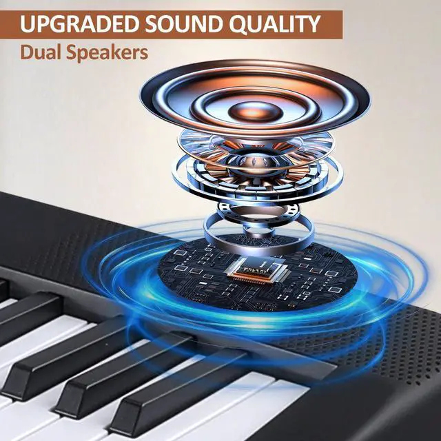 Alt view image 5 of 7 - 88 Key Piano Keyboard, Electric Digital Piano with Semi Weighted Keys, Keyboard Piano with Sustain Pedal, Power Supply, Stand, Carrying Case, Headphones, USB-MIDI Compatibility, for Beginner Adults