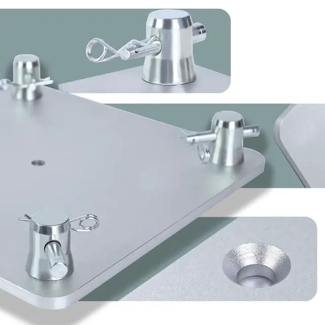 Alt view image 3 of 7 - 2 Sets 12" X 12" Aluminum Truss Plate Base Plate With 8 Connectors, Compatible for 11.42'' X 11.42'' Square Trussing F34 Connectors for Displays DJ Stages Concerts Wedding Birthday Event Lights Sound