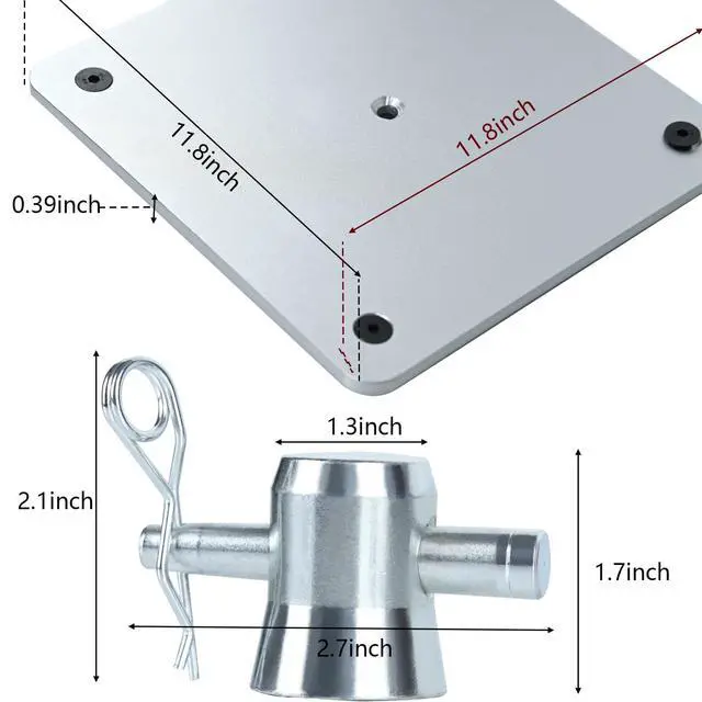 Alt view image 5 of 7 - 2 Sets 12" X 12" Aluminum Truss Plate Base Plate With 8 Connectors, Compatible for 11.42'' X 11.42'' Square Trussing F34 Connectors for Displays DJ Stages Concerts Wedding Birthday Event Lights Sound