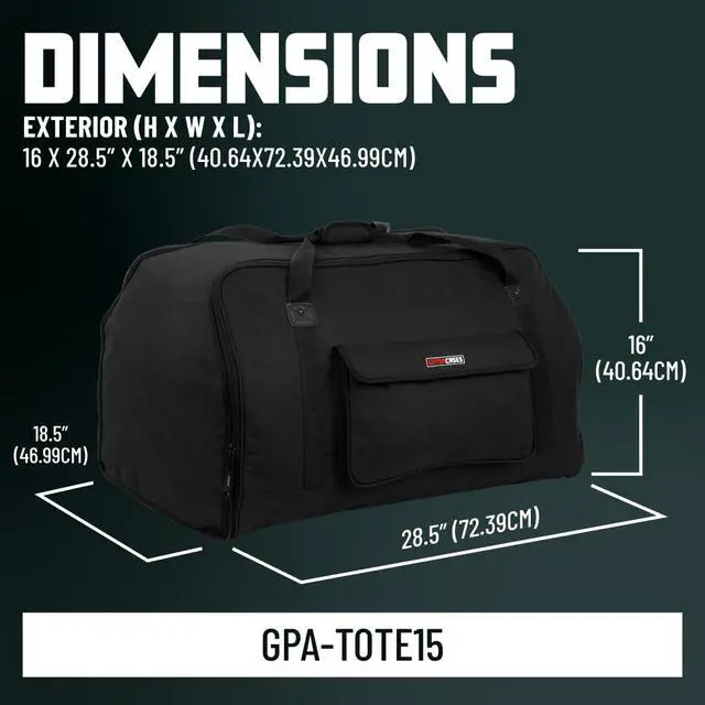 Alt view image 6 of 7 - Cases Heavy-Duty Speaker Tote Bag for Compact 15" Speaker Cabinets, Fits QSC K15, Yamaha DXR15 and more (GPA-TOTE15)