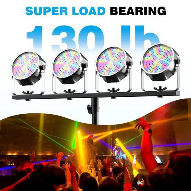 Alt view image 4 of 7 - DJ Light Stand, T-Bar Tripod Stage s Portable and Adjustable 49-114 Inch Heavy Duty