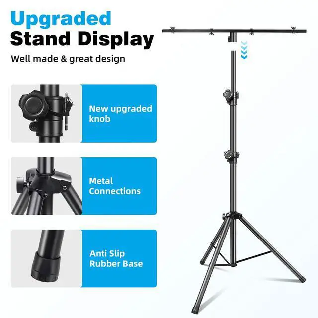 Alt view image 7 of 7 - DJ Light Stand, T-Bar Tripod Stage s Portable and Adjustable 49-114 Inch Heavy Duty