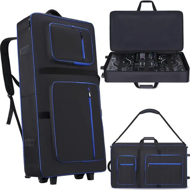 Main image of DJ Controller Case with Wheels Compatible with XDJ-AZ | 10MM Soft Thick Padded, Multiple Accessory Pockets, Backpack-straps & Shoulder Strap, Rolling DJ Bag for DJ Controller