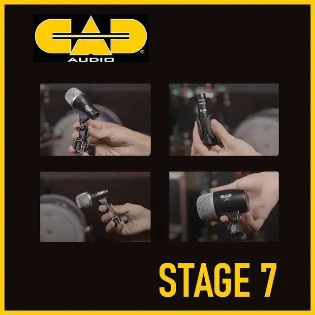 Alt view image 2 of 7 - Stage7 Premium 7-Piece Drum Instrument Mic Pack with Vinyl Carrying Case + 7 On Stage Microphones Cables, 20 Feet