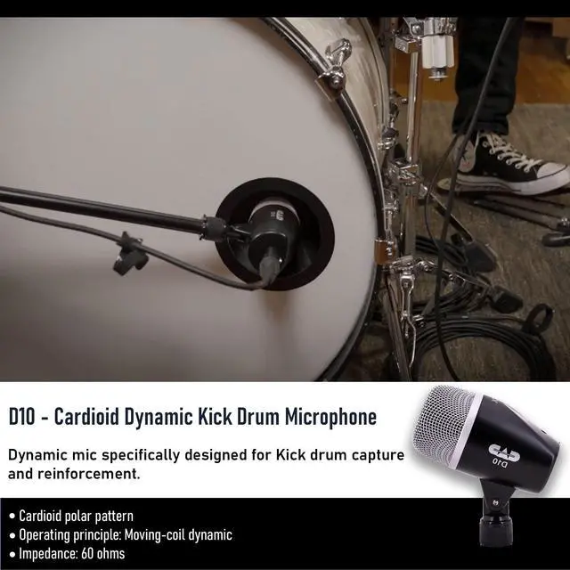 Alt view image 3 of 7 - Stage7 Premium 7-Piece Drum Instrument Mic Pack with Vinyl Carrying Case + 7 On Stage Microphones Cables, 20 Feet