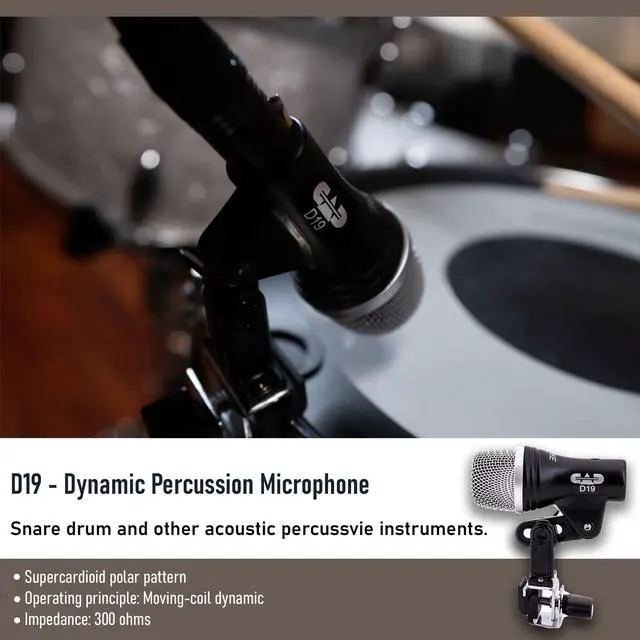 Alt view image 6 of 7 - Stage7 Premium 7-Piece Drum Instrument Mic Pack with Vinyl Carrying Case + 7 On Stage Microphones Cables, 20 Feet