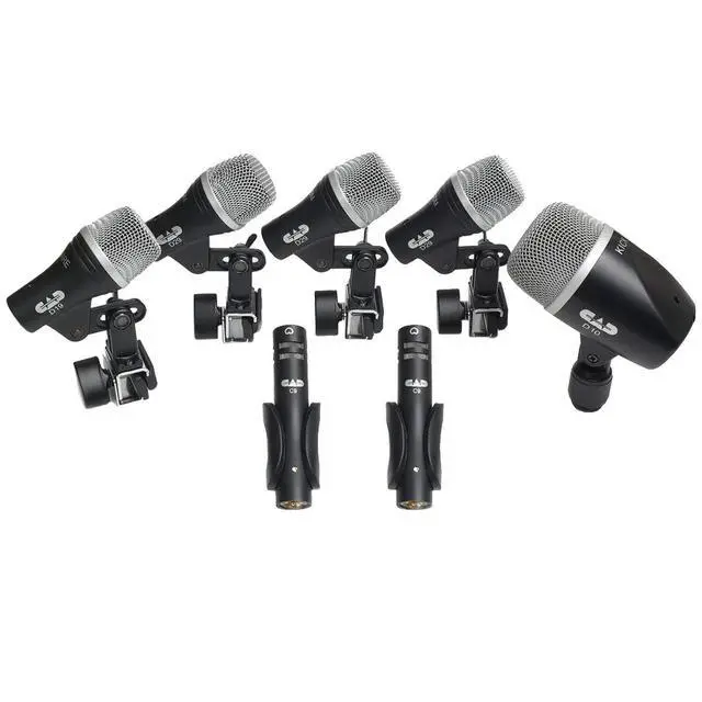 Alt view image 7 of 7 - Stage7 Premium 7-Piece Drum Instrument Mic Pack with Vinyl Carrying Case + 7 On Stage Microphones Cables, 20 Feet