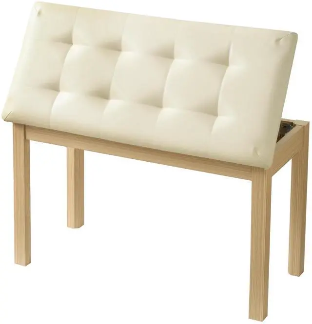 Main image of Duet Piano Bench Wooden Keyboard Bench with Storage Compartment, 29''Piano Chair Seat with Padded Cushion, Long Piano Stool Beige