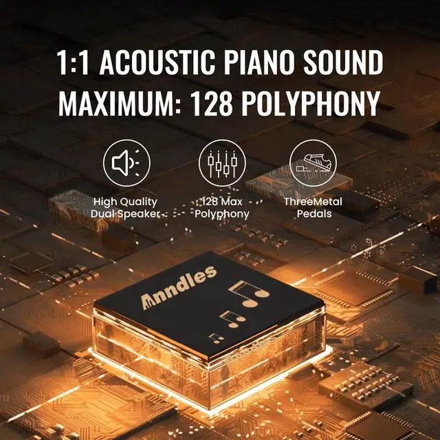 Alt view image 4 of 6 - Electric Piano 88 Keys Digital Piano Weighted for Beginner Keyboard Piano Include Piano Bench Power Adapter Three Pedal Manual User (Wood Color)