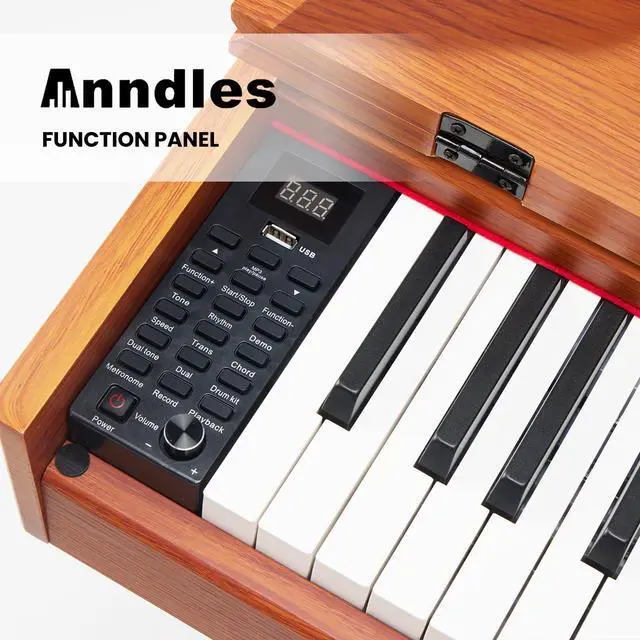 Alt view image 5 of 6 - Electric Piano 88 Keys Digital Piano Weighted for Beginner Keyboard Piano Include Piano Bench Power Adapter Three Pedal Manual User (Wood Color)