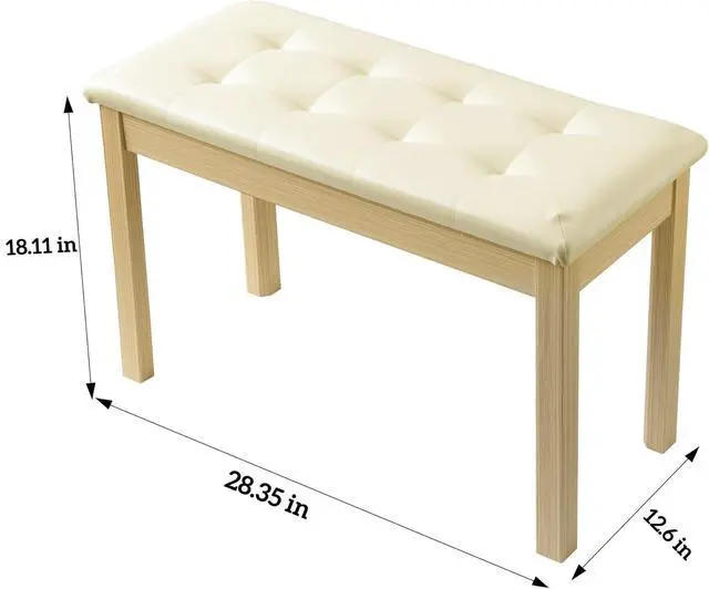 Alt view image 3 of 7 - Duet Piano Bench Wooden Keyboard Bench with Storage Compartment, 29''Piano Chair Seat with Padded Cushion, Long Piano Stool Beige