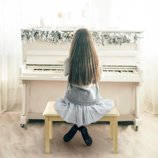 Alt view image 6 of 7 - Duet Piano Bench Wooden Keyboard Bench with Storage Compartment, 29''Piano Chair Seat with Padded Cushion, Long Piano Stool Beige