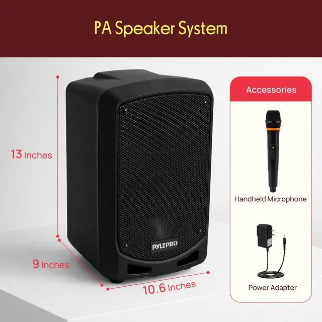 Alt view image 7 of 7 - Portable Bluetooth PA Speaker System - Indoor Outdoor Karaoke Sound System w/Wireless Mic, Audio Recording, Rechargeable Battery, USB/SD Reader, Stand Mount, for Party, Crowd Control