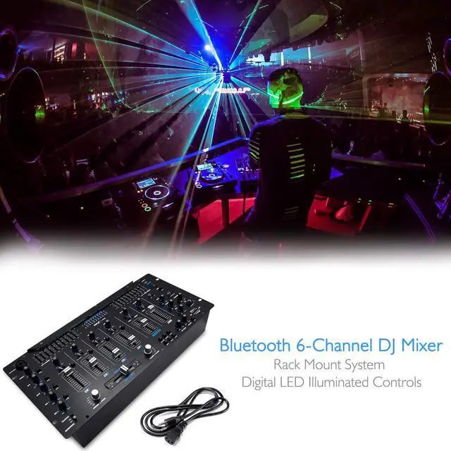 Alt view image 7 of 7 - 6 Channel Mixer, Bluetooth DJ Controller, Stereo Mixer, Professional Sound System, LED Illumination, Mixer Digital Audio, Digital Mixing System, Speed Control, 5U Rack Mount System (PYD1964B)