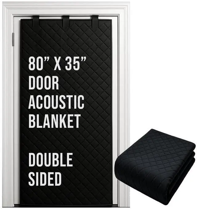 Main image of Tools Door Sound Dampening Blanket Universal 80" x 35" - Easy Hanging - Diamond Stitching, Double Sided, Acoustic Treatment Blanket, Insulated, Sound Reducing