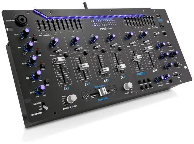 Main image of 6 Channel Mixer DJ Controller with Bluetooth, Professional Sound Digital Mixing System with LED Illumination, Slider Controls, Speed Control, 10 Band Equalizer 5U Rack Mount System - PYD1964B.5