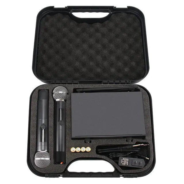 Alt view image 7 of 7 - Wireless Microphone System with case, Metal UHF Dual Handheld 20 Channels Professional Cordless Mic System for Church, DJ, Karaoke,Wedding, Home KTV Set (Green)