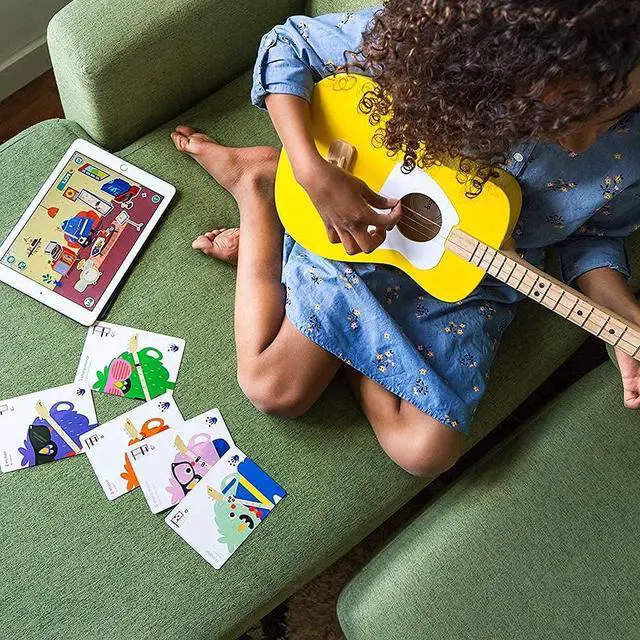 Alt view image 6 of 7 - Pro Acoustic kids Guitar 3-strings Ages 6+ Learning App and Lessons Included Black