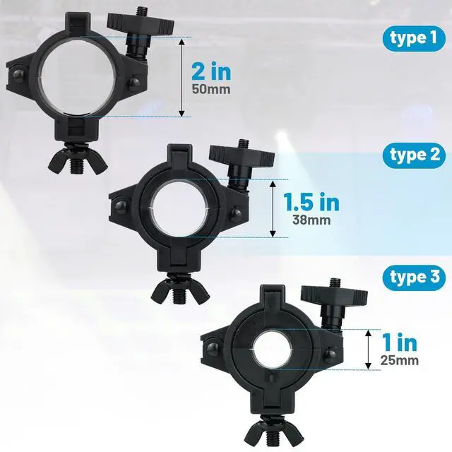 Alt view image 6 of 7 - Stage Light Clamp 10 Pack, 33lb Plastic DJ Truss Clamps for Stage | Truss Clamp for Stage Lights Studio Theater, 1" lighting O clamp Fit 3 Size Pipe Diameter: 25mm 38mm 50mm