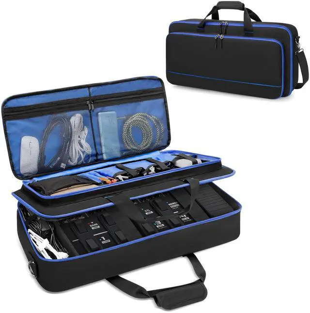 Main image of Carrying Bag Fits for Boss ME-80/GT-1000/GX-100/ME-90 Guitar Pedal | Separate Compartment, Fixing Strap, Shoulder Strap, Top Handle, for Guitar Multi-effects Pedal Board/Guitar Cable