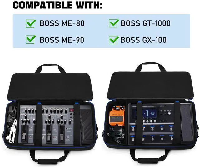 Alt view image 5 of 7 - Carrying Bag Fits for Boss ME-80/GT-1000/GX-100/ME-90 Guitar Pedal | Separate Compartment, Fixing Strap, Shoulder Strap, Top Handle, for Guitar Multi-effects Pedal Board/Guitar Cable