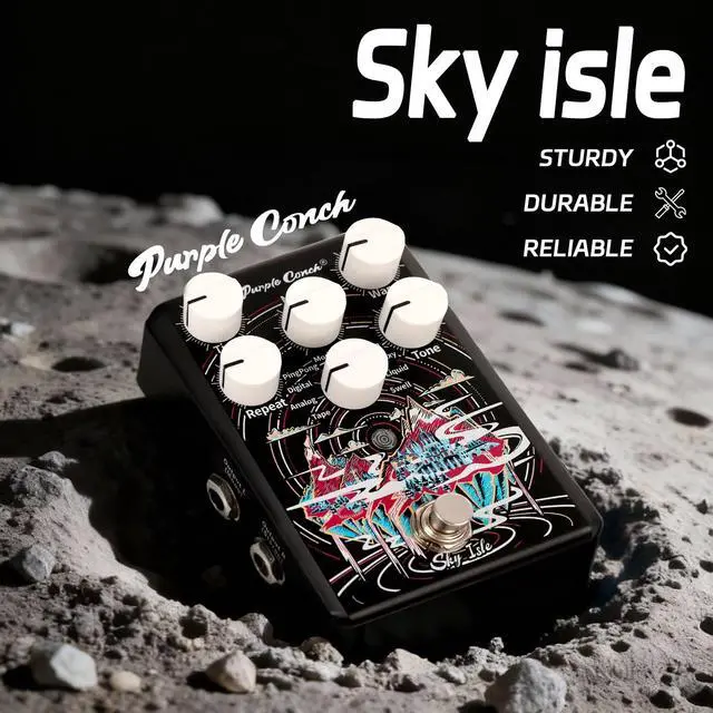 Alt view image 4 of 7 - Sky Isle Stereo I/O Delay Pedal for Electric Guitar 9 Studio-Grade Delay Modes Guitar Effects Pedal with Tap Tempo, 201200ms Ambient & Analog Delay, True/Buffered Bypass with Trails