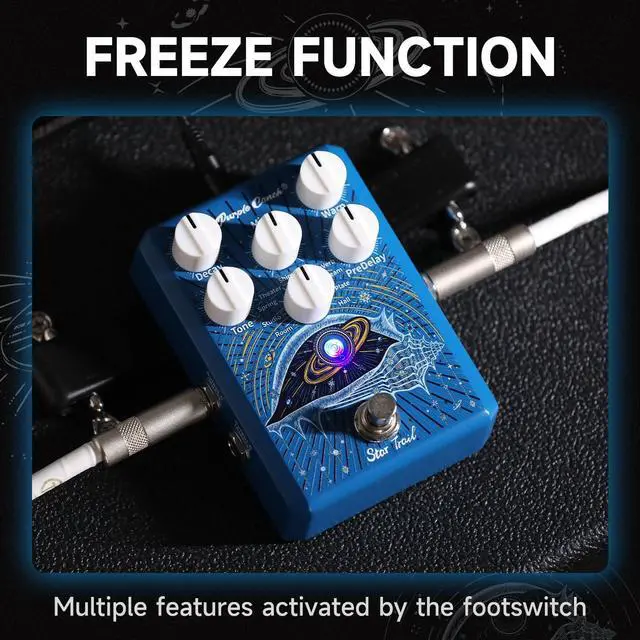 Alt view image 3 of 7 - Star Trail Reverb Pedal with Freeze Function, 9 Reverb Modes for Ambient, Spring & Plate, True/Buffered Bypass with Trails, Stereo I/O Guitar Effects Pedal for Electric Guitar & Bass