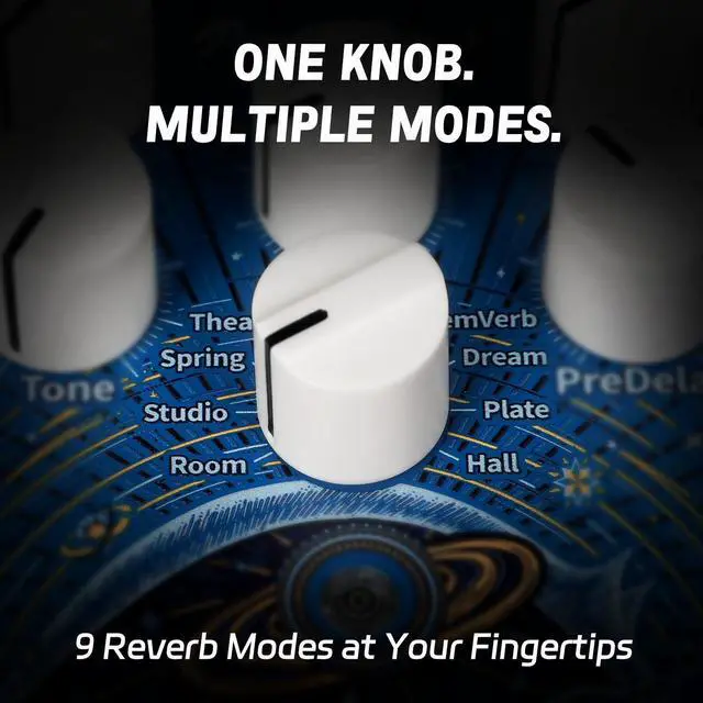 Alt view image 5 of 7 - Star Trail Reverb Pedal with Freeze Function, 9 Reverb Modes for Ambient, Spring & Plate, True/Buffered Bypass with Trails, Stereo I/O Guitar Effects Pedal for Electric Guitar & Bass